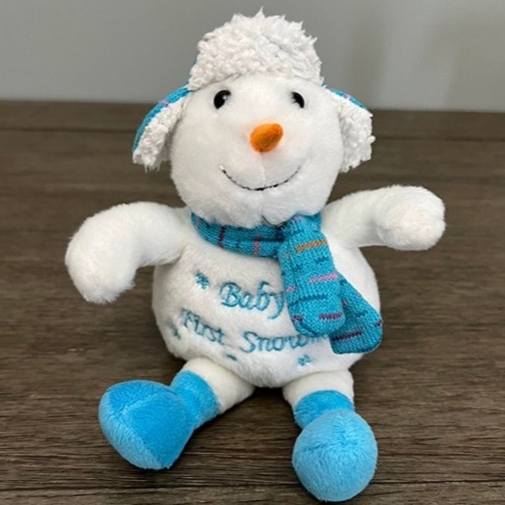 Baby's First Snowman Plush Stuffed Animal Blue White